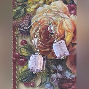 NEW  Beautiful PINK Lampwork glass earrings FINAL
